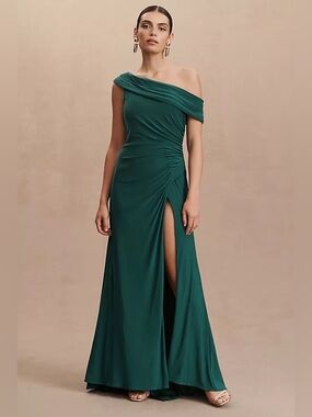Mac Duggal Sz 10 One-Shoulder Side-Slit Column Gown